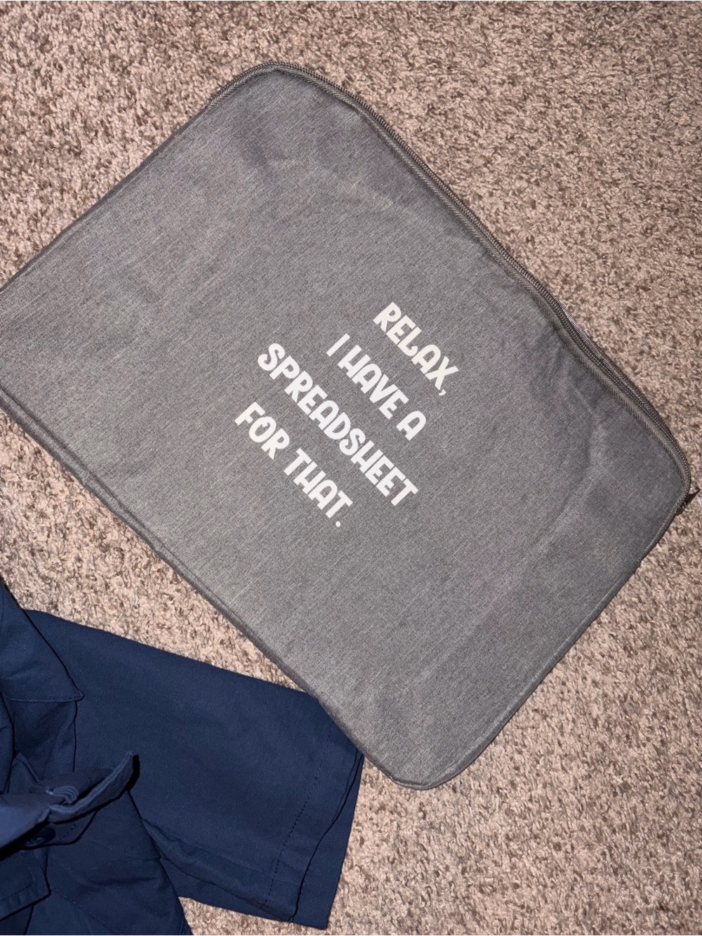 Gray Laptop Sleeve with White Quote Print - Bags
